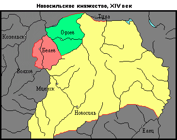 Карта Новосильского княжества в XIV веке