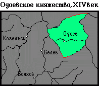 Карта Одоевского княжества в XIV веке